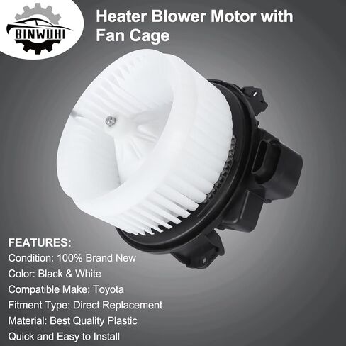 محرك منفاخ سخان HVAC 700249 مع قفص مروحة متوافق مع 2009-2019 Toyota Corolla، 2010-2015 Prius، 2012-2017 Prius V - يستبدل # 87103-02210 75839 مجموعة مروحة محرك تكييف الهواء in Kuwait