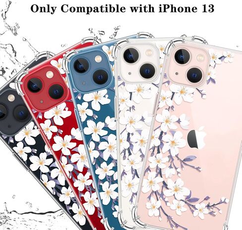 Flower Designed for iPhone 13 Case[with Screen Protector], Floral Clear Women Phone Case Shockproof Protective Soft TPU Bumper Cover 6.1 Inch 2021 in Saudi Arabia