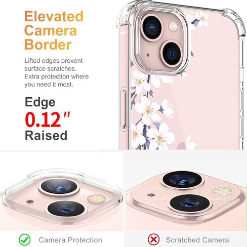 Flower Designed for iPhone 13 Case[with Screen Protector], Floral Clear Women Phone Case Shockproof Protective Soft TPU Bumper Cover 6.1 Inch 2021 in Saudi Arabia