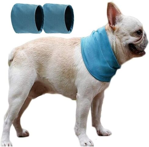 Dog Instant Cooling Bandana Scarf - 2Pcs Summer Pet Bandana Pet Collar Bulldog Ice Collar Towels for Small Medium Breeds (Small) in Saudi Arabia