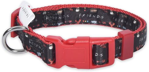 طوق كلب من النايلون، أسود، كبير (L)، طوق كلب قابل للتعديل مع حلقة على شكل حرف D، Friends Merch للكلاب in Saudi Arabia