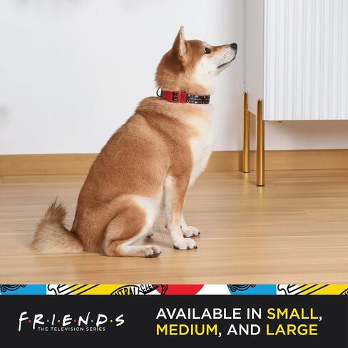 طوق كلب من النايلون، أسود، كبير (L)، طوق كلب قابل للتعديل مع حلقة على شكل حرف D، Friends Merch للكلاب in Saudi Arabia
