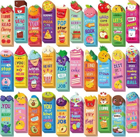 Lincia 90 Pcs Scented Bookmarks Scratch and Sniff Bookmarks Cute Bookmarks for Kids Fruit Food Scented Fun Bookmarks Assorted Scented Bookmarks for Students, Teens, Food Lovers, 30 Styles in Saudi Arabia