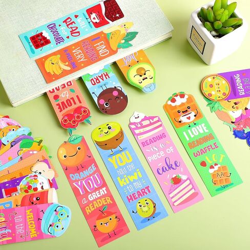 Lincia 90 Pcs Scented Bookmarks Scratch and Sniff Bookmarks Cute Bookmarks for Kids Fruit Food Scented Fun Bookmarks Assorted Scented Bookmarks for Students, Teens, Food Lovers, 30 Styles in Saudi Arabia