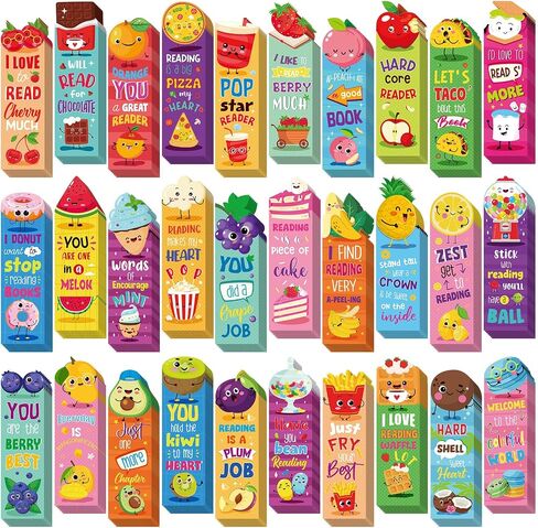 Lincia 90 Pcs Scented Bookmarks Scratch and Sniff Bookmarks Cute Bookmarks for Kids Fruit Food Scented Fun Bookmarks Assorted Scented Bookmarks for Students, Teens, Food Lovers, 30 Styles in Saudi Arabia