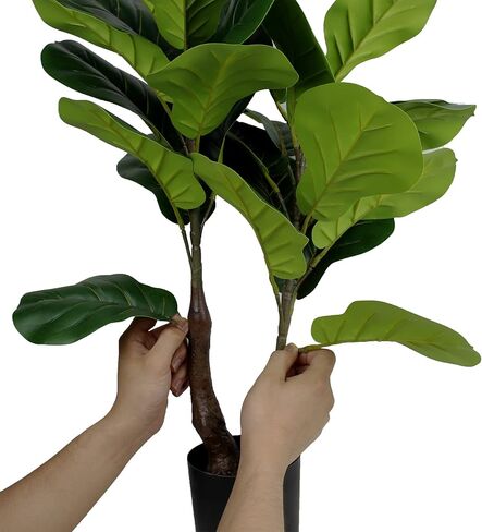 28" Artificial Fiddle Leaf Fig Tree/Fake Ficus Lyrata Faux Plant in Pot for Office Decoration Home Décor in Saudi Arabia