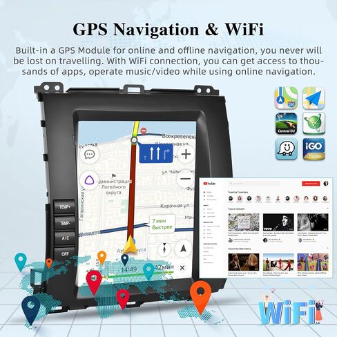[2+64G] راديو سيارة NHOPEEW لسيارة Lexus GX470 Toyota Prado 2002-2009 - Carplay اللاسلكي وAndroid Auto - شاشة لمس عمودية 9.7 بوصة ستيريو Android للسيارة - Hi-Fi/WiFi/GPS/SWC + كاميرا احتياطية AHD in Saudi Arabia