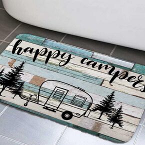 RV Campers Bath Mat, Rustic Wooden Campers Bath Rug Camping RV Bathroom Rugs for Travel Trailer Camping Bathroom Rugs Kitchen Rug Camping Bath Rug 17x29 Inch