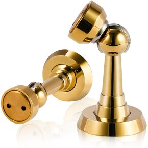 Magnetic Door Stop Brass Heavy Duty Door Stopper Keep Door Open Door Catch Holder with Screws for Wall & Floor Mount, 1P, Bright Chrome
