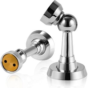 Magnetic Door Stop Brass Heavy Duty Door Stopper Keep Door Open Door Catch Holder with Screws for Wall & Floor Mount, 1P, Bright Chrome in Kuwait