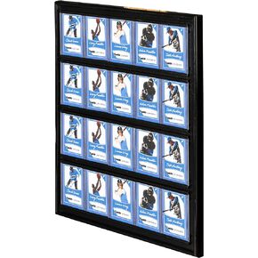 Franklin Sports Baseball + Trading Card Display Frame - Card Display Case for Sports, Collector + Trading Cards -Wall Mounted Card Display Case - 20 Top Loaders Included,Black