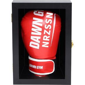 Boxing Glove Display Case Wall Mount Lockable Full Size pro UV Protected Clear Acrylic Holder Box for Baseball Boxing Signed Glove (Black - Single Glove)