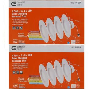 Commercial Electric 5/6 in White Integrated LED Energy Star Color Changing Recessed Trim Downlight 8 Pack…