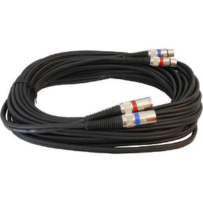 Audio 2000s ADC203K 50'x6/12mm 24AWG Dual XLR Females to Dual XLR Males Balanced Audio Cable