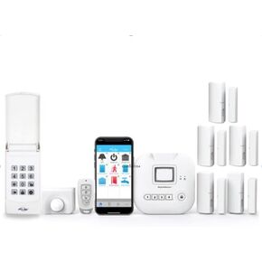 SKYLINK SK-330 Wireless Home Alarm Kit (9-Piece) No Monthly Fees with Hub, Door Window Sensors, Motion Sensor, Keypad and Keyfob, Compatible with Alexa, Google Assistant and IFTTT