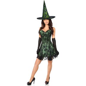 Daisy corsets Womens Lavish 3 Pc Green Lace Corset Dress CostumeAdult Sized Costumes