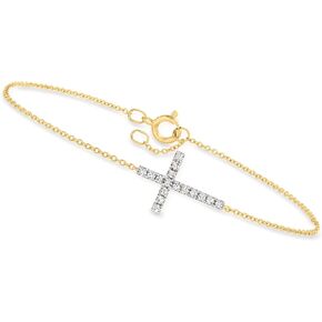 Canaria 0.15 ct. t.w. Diamond Cross Bracelet in 10kt Yellow Gold. 7 inches
