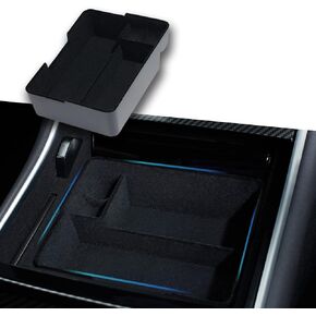 Nestour 2016-2020 Tesla Model 3 Model Y Center Console Organizer Tray Accessories, Upgrade Customized Storage Box, Premium ABS and Flocking Material with Sunglasses and Coin Holder