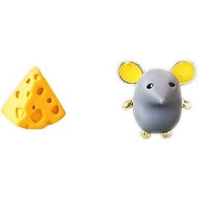 Handmade Mouse Cheese Small Stud Earrings for Women Teen Girls Triangle Foodie Enamel Earrings Hypoallergenic Earrings Cute Mouse Dangle Studs Earrings Jewelry Gifts
