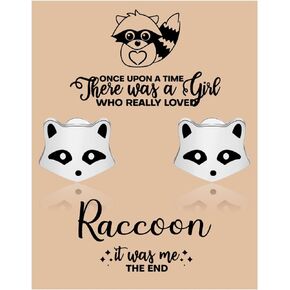 MAOFAED Raccoon Gift Raccoon Stud Earring For Her Once Upon A Time There Was A Girl Who Really Loved Raccoon