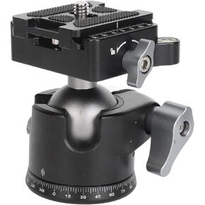 32mm Metal Tripod Ball Head, 360° Rotatable Panoramic Low Profile Head with 1/4 inch Quick Release Plate Bubble Level, for DSLR Cameras Tripods Slider, 8kg/17.6lb Load Bearing
