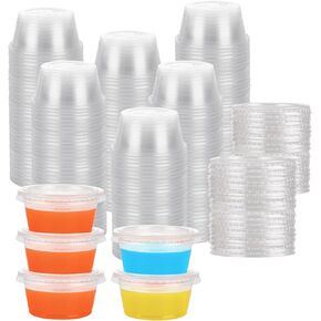500 Sets 2 Oz Clear Plastic Souffle Cups | Sauce Cups with Lids Bulk, Small Plastic Condiment Containers with Lids, Disposable Portion Cups |Jello Shot Cups with Lid for Sauce Dressing or Shots