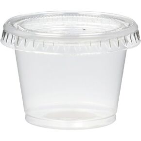 Plastic Disposable Portion Cups - The Souffle Cup (1 Ounce, Package of 100 Cups With Lids)