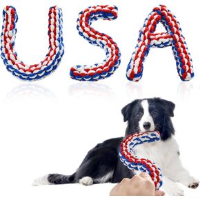 Vehomy 4th of July Dog Toys U S A Shape Dog Chewing Toys Dog Cotton Rope Toys Puppy Independence Day Interactive Toy Patriotic Dog Toys for Small Medium Dogs 3 Pack in Saudi Arabia