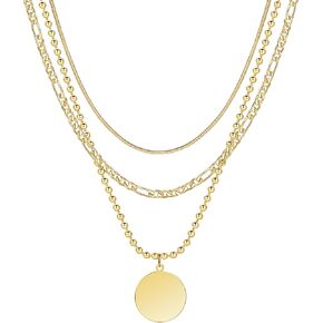 Staligue Layered Gold Necklaces for Women,Simple Gold Chain Necklace for Women Trendy 14K Gold Plated Herringbone Figaro Tennis Pendant Chain Necklaces Dainty Gold Choker Necklace Stack Jewelry Gift