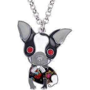 BONSNY Love Pets Enamel Zinc Alloy Chihuahua Necklace Dog Animals Pendant Gifts Women Jewelry