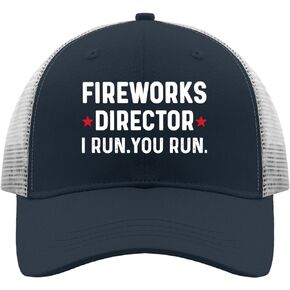 Fireworks Director I Run You Run Hat Trucker Hat Men Trendy Mesh Baseball Cap for Summer