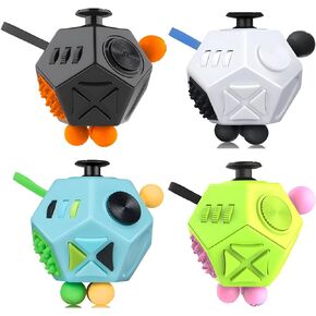4 PCS Dodecagon Fidget Toys Set-12 Side Fidget Toy Cube,Relieves Stress Anxiety Fidget Toys for Kids and Adults with Add,ADHD, Autism or Anxiety