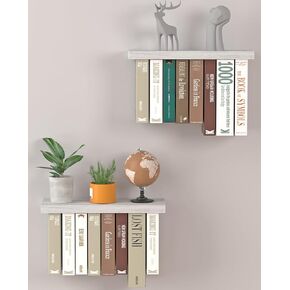 Floating Book Shelves for Wall Mounted Set of 2, Wood Hanging Bookshelf, Book Display Shelf for Wall, Unique Space Saving Book Shelf Wall Book Holder(Black)