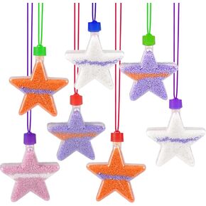 ArtCreativity Star Sand Art Bottle Necklaces, Pack of 12, Sand Art Craft Kit with Shaped Bottles, Craft Party Supplies and Party Favors for Kids - Sand Sold Separately (Star)