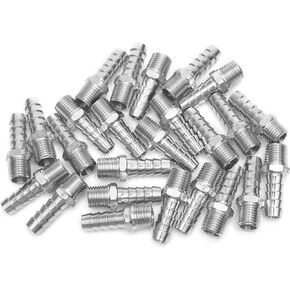 LTWFITTING Bar Production Stainless Steel 316 Barb Fitting Coupler/Connector 3/8" Hose ID x 1/4" Male NPT Air Fuel Water (Pack of 25)