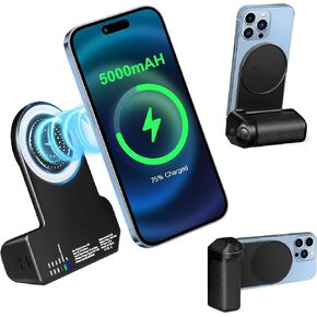 Magnetic Phone Selfie Grip, Qi Wireless Charging Stand Built-in Powerbank, Camera Handle Bluetooth Bracket,Suit for iPhone15 14 13 12 Series Vlog Photo and Video Shooting