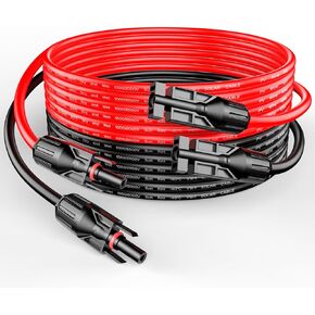 RICH SOLAR 10 Gauge 10AWG One Pair 20 Feet Red + 20 Feet Black Solar Panel Extension Cable Wire with Female and Male Connectors(20FT 10AWG)