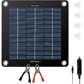 طقم لوحة شمسية 10 وات 12 فولت شاحن شمسي مقاوم للماء طقم شاحن محمول يعمل بالطاقة الشمسية مع 4 أكواب شفط خفيفة الوزن وعالية الكفاءة للحفاظ على بطارية السيارة لقارب السيارة RV (أسود) in Kuwait