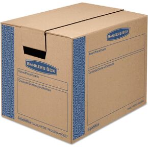Bankers Box 0062701 SmoothMove Prime Small Moving Boxes, 16l x 12w x 12h, Kraft/Blue, 10/Carton