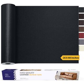 Self Adhesive Leather Repair Patch,60 in x 16 in Large Leather Patches for Furniture,Leather Repair kit for Couch,Car Seat,Motorcycle seat,Loveseat (Black)