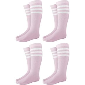 Winterlace Kids Soccer Socks | 4 Pairs | Boys Girls 3-6 Years | Athletic Sport Knee High Tube Sock