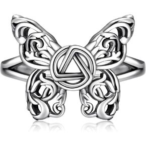 Alcoholics Anonymous Butterfly Adjustable Rings Sterling Silver One day at a time Sobriety Gifts for women AA Jewelry