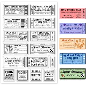 Book Clear Stamp Book Club Silicone Stamp Art Label Silicone Clear Stamp Reusable Transparent Stamps Book Reading Seals for DIY Scrapbooking Journals Decorative Cards Making Photo Album