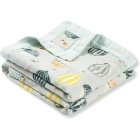Milkbarn Muslin Baby Blankets for Girls & Boys, Toddler Quilt Blanket, Newborn Nursery Crib Blanket for Bedding, Shower & Registry Gift, Blue Whale