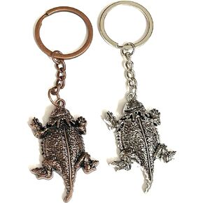 SUREG Design Small Horned Toad Lizard Keychain Set of 2 Silver and Bronze