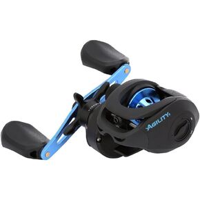 Shakespeare Agility Low Profile Fishing Reel, Right Handle Position, Multi-Disk Drag System, 90mm Handle with Large Knobs for Increased Torque