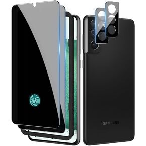 LYWHL [2+2 Pack] for Samsung Galaxy S22 Plus Privacy Screen Protector [Support Fingerprint ID] + Camera Lens Protector, Tempered Glass Black Film for Galaxy S22 Plus 6.6", Case Friendly