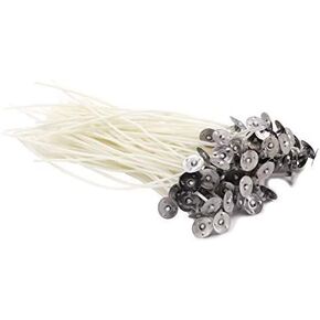 DGQ 6-Inch Natural Candle Wicks with Tabs 100pcs 100% Natural Cotton Core - Low Smoke - Pre-Waxed for Candle Making