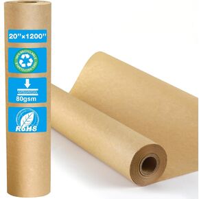 Brown Kraft Paper Roll- GLAMFIELDS 20" x 1,200" (100') Brown Paper Roll for Packing, Moving, Gift Wrapping, Postal, Shipping, Parcel, Wall Art, Crafts, Bulletin Boards, Floor Covering, Table Runner