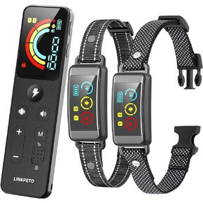 Dog Shock Collar with Remote - LINKPETO Electric Dog Training Collar for 5-120lbs Small Medium Large Dogs, Rechargeable Waterproof e Collar with Beep, Vibration, Safe Shock (2 Collars + 1 Remote) in Saudi Arabia
